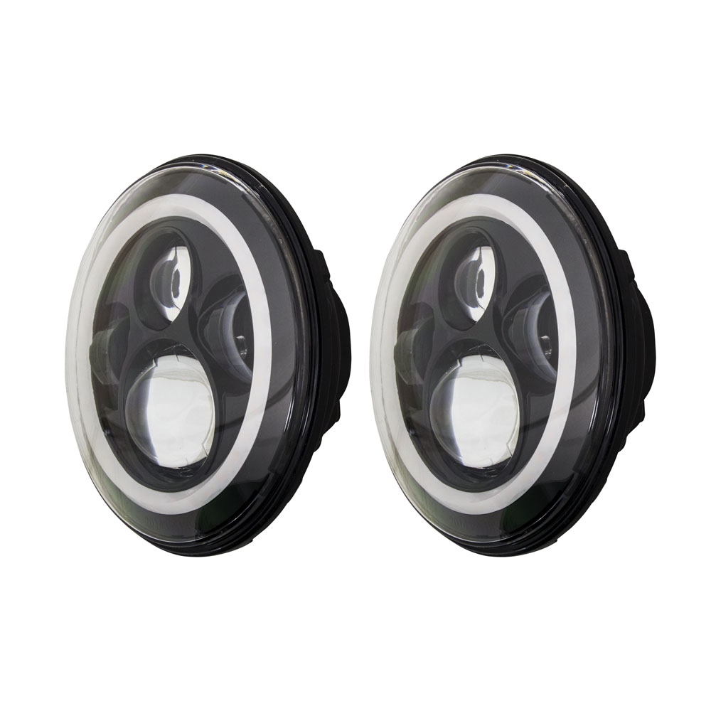 7" LED Light with Black Face and Full Halo - 7 Inch, 9 LED