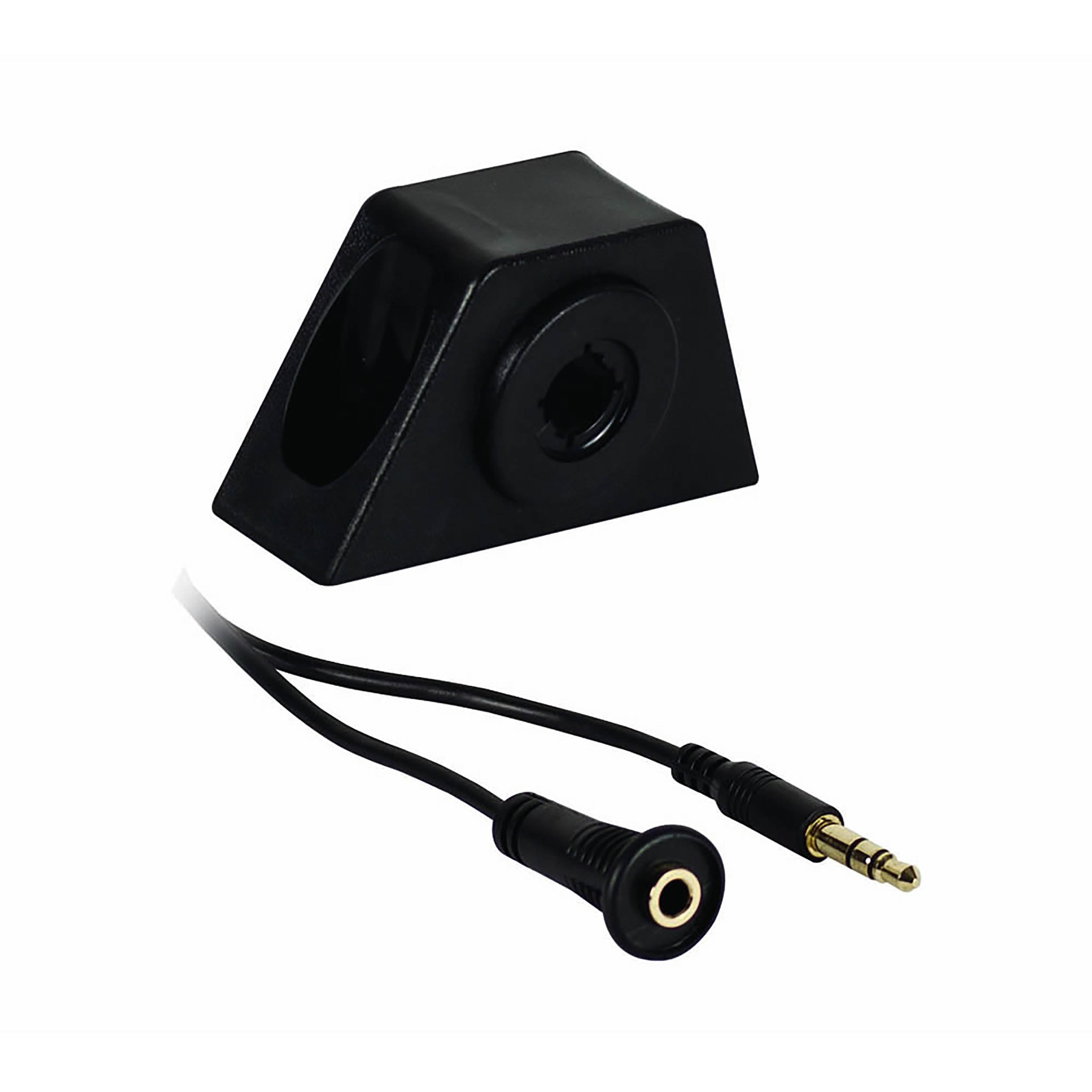 Male 3.5mm cable plug to Female 3.5mm jack with mount