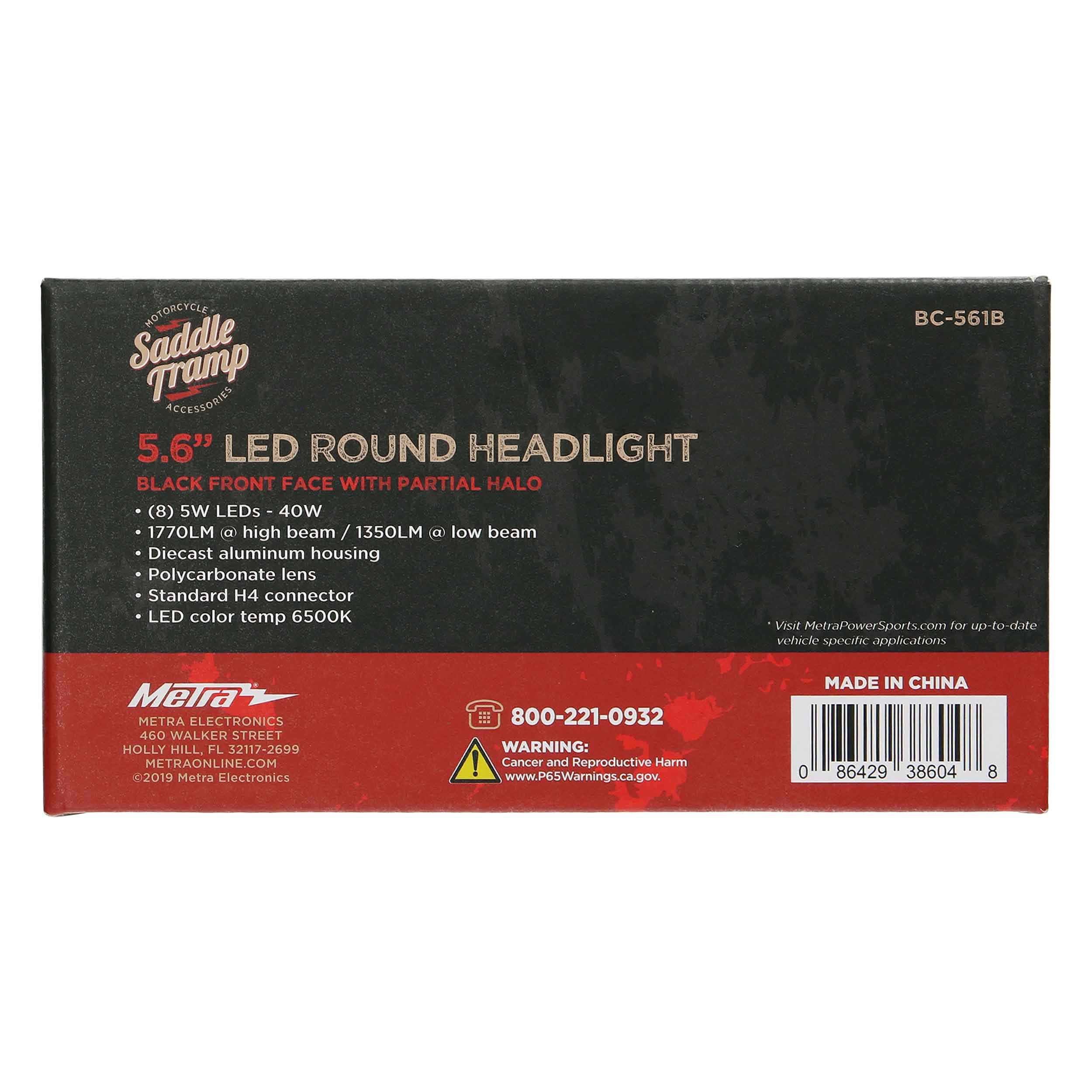 Round Motorcycle Headlights with Black Face and Partial Halo