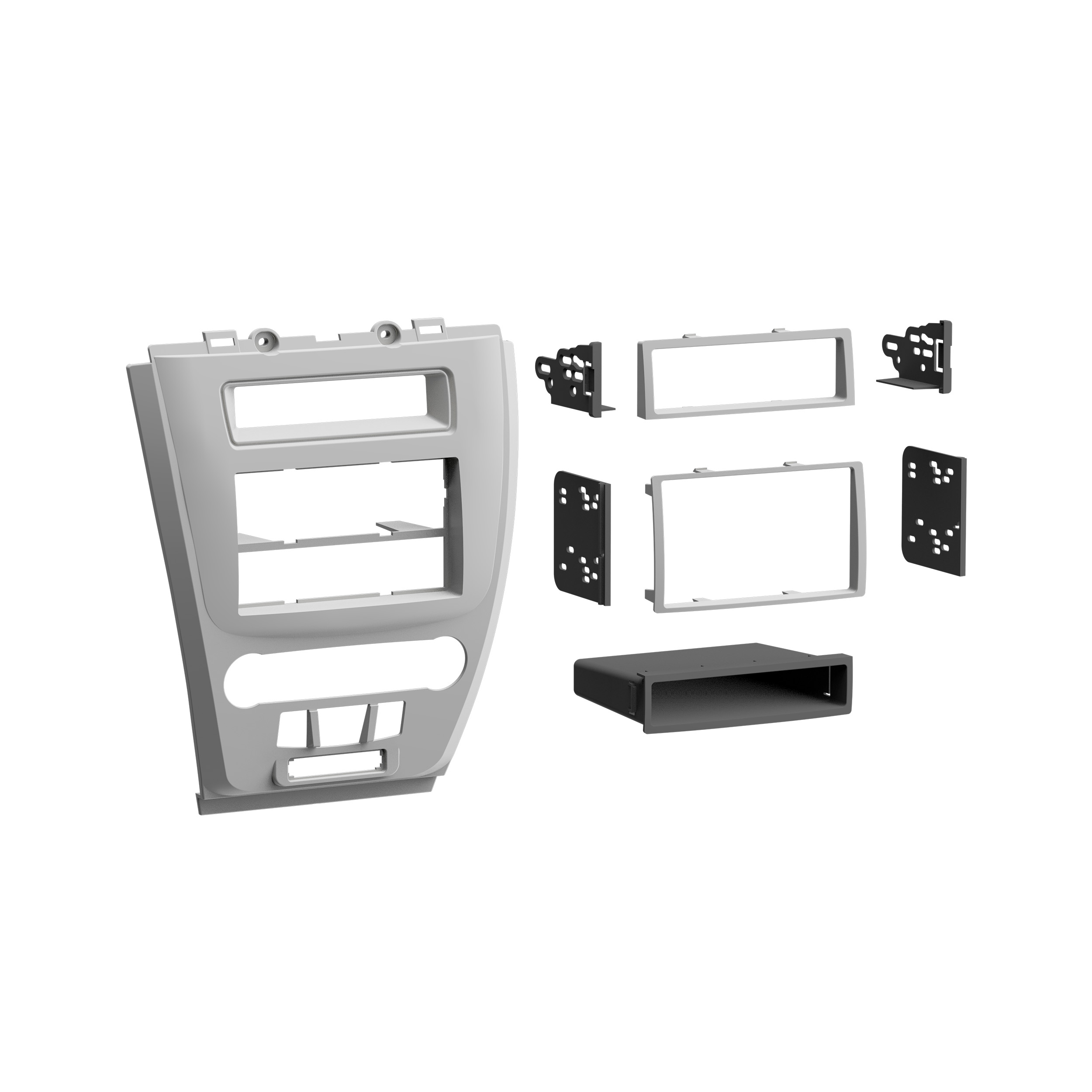 Metra 99-5821S Single or Double DIN Installation Dash Kit for 2010 Ford Fusion and Mercury Milan, Silver by Metra Double Din Dash Kit Metra 99-5821B Single Or Double DIN