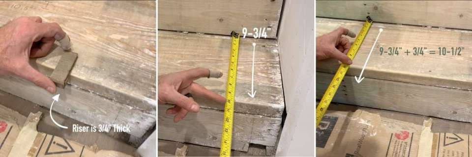 measuring unfinished stair tread