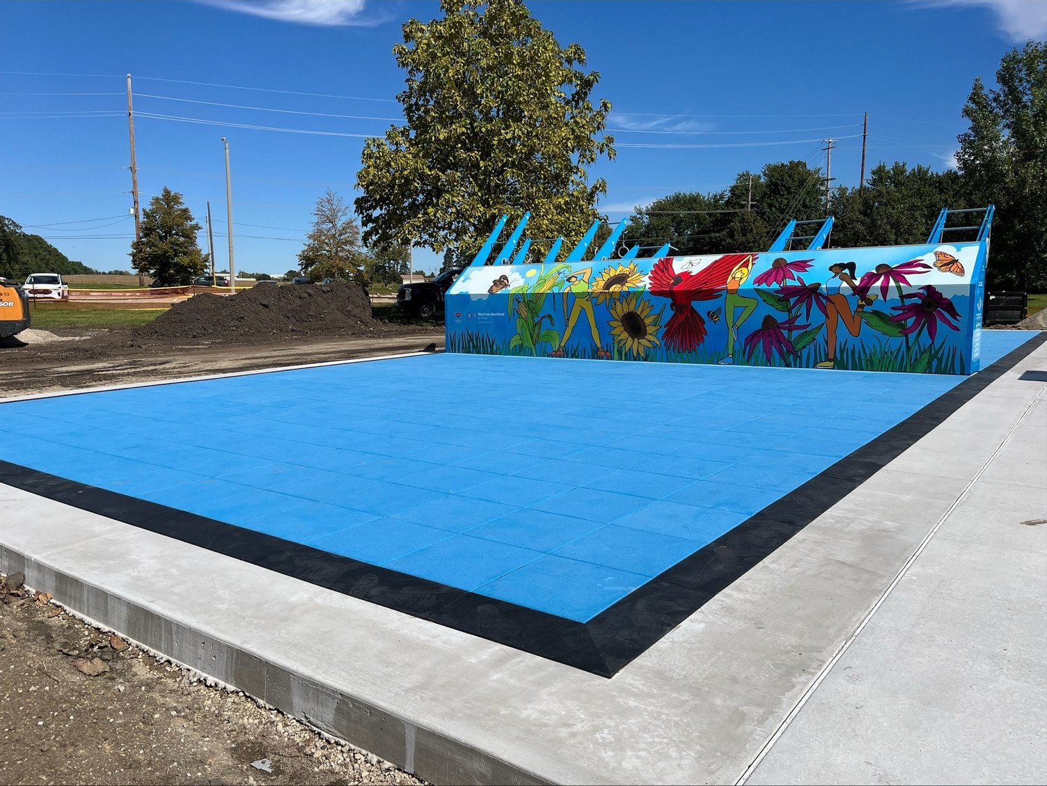 A fitness court in a park
